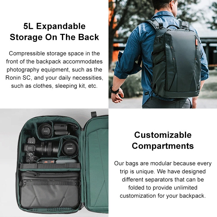 PGYTECH P-CB-020 2 in 1 Water-resistant  Shockproof Outdoor Dual Shoulders Backpack + Single Shoulder Bag (Black)