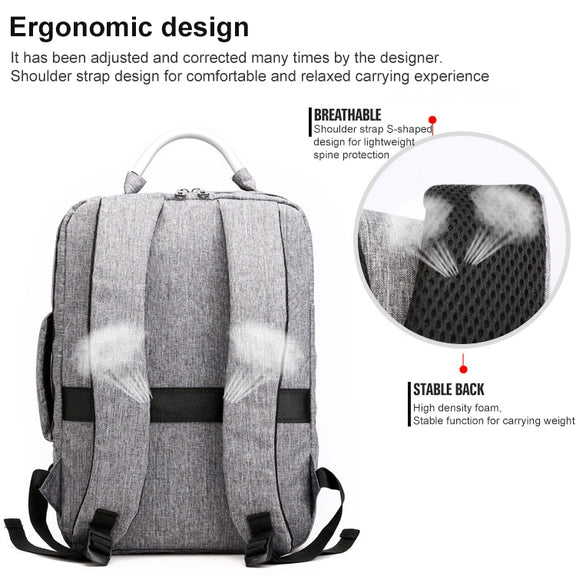 cxs-620 Multifunctional Oxford Laptop Bag Backpack (Light Grey)