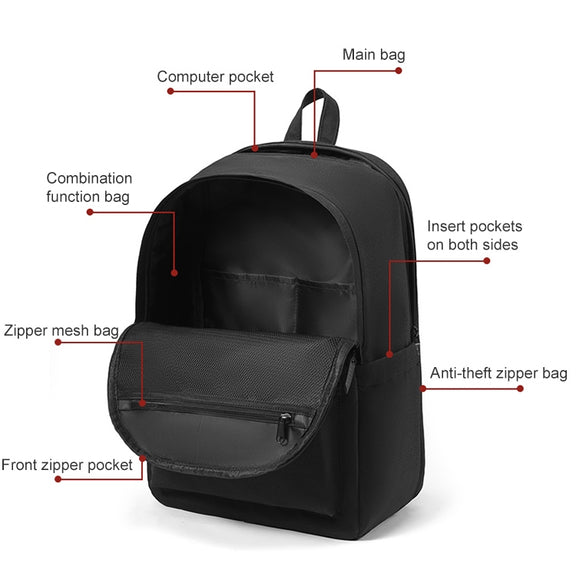 cxs-8106 Multifunctional Oxford Laptop Bag Backpack (Black)