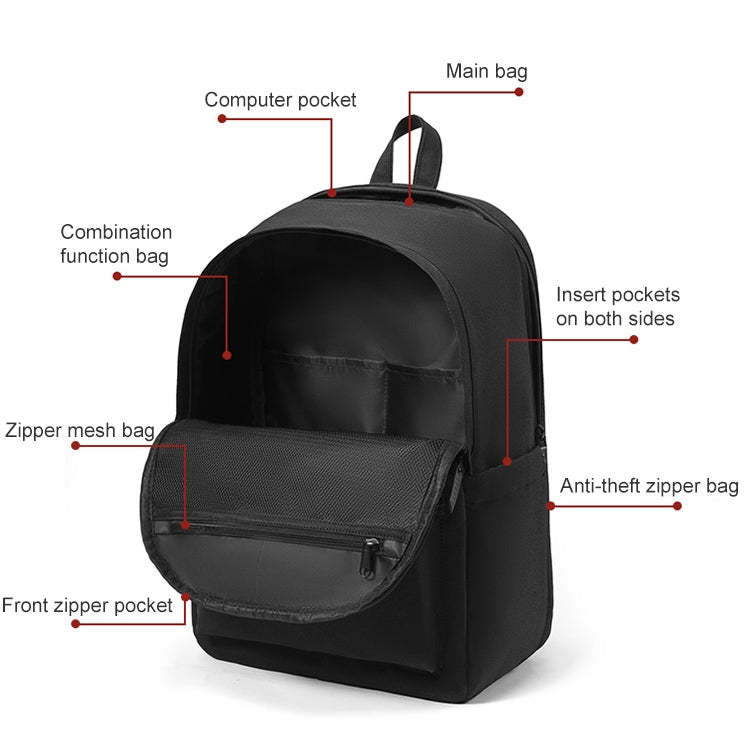 cxs-8106 Multifunctional Oxford Laptop Bag Backpack (Black)