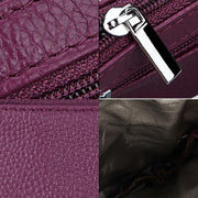Cowhide Leather Zipper Solid Color Horizontal Card Holder Wallet RFID Blocking Coin Purse Card Bag Protect Case, Size: 11.4*7.4cm(Pink)