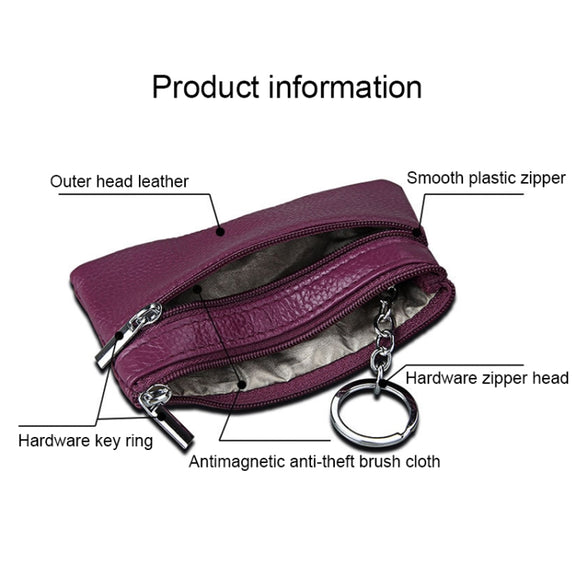 Cowhide Leather Zipper Solid Color Horizontal Card Holder Wallet RFID Blocking Coin Purse Card Bag Protect Case, Size: 11.4*7.4cm(Pink)