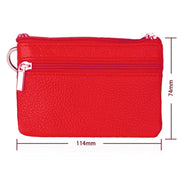 Cowhide Leather Zipper Solid Color Horizontal Card Holder Wallet RFID Blocking Coin Purse Card Bag Protect Case, Size: 11.4*7.4cm(Red)