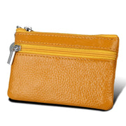 Cowhide Leather Zipper Solid Color Horizontal Card Holder Wallet RFID Blocking Coin Purse Card Bag Protect Case, Size: 11.4*7.4cm(Yellow)
