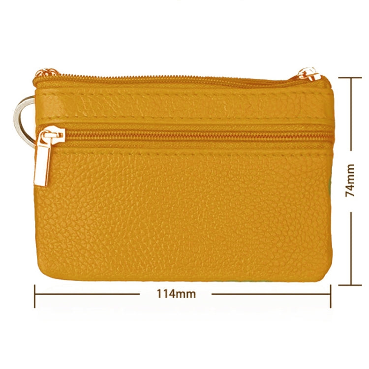 Cowhide Leather Zipper Solid Color Horizontal Card Holder Wallet RFID Blocking Coin Purse Card Bag Protect Case, Size: 11.4*7.4cm(Yellow)