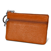 Cowhide Leather Zipper Solid Color Horizontal Card Holder Wallet RFID Blocking Coin Purse Card Bag Protect Case, Size: 11.4*7.4cm(Brown)
