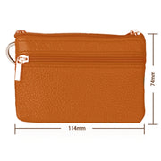 Cowhide Leather Zipper Solid Color Horizontal Card Holder Wallet RFID Blocking Coin Purse Card Bag Protect Case, Size: 11.4*7.4cm(Brown)