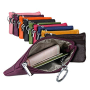 Cowhide Leather Zipper Solid Color Horizontal Card Holder Wallet RFID Blocking Coin Purse Card Bag Protect Case, Size: 11.4*7.4cm(Yellow)