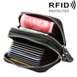 Genuine Leather Dual Layer Zipper Card Holder Wallet RFID Blocking Purse, Size: 10.5x7.0x4.0cm(Coffee) - free shipping - PMC Jewellery - Order now!