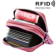 Genuine Leather Dual Layer Zipper Card Holder Wallet RFID Blocking Purse, Size: 10.5x7.0x4.0cm(Pink) - free shipping - PMC Jewellery - Order now!
