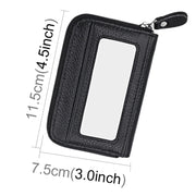 Genuine Cowhide Leather Solid Color Zipper Horizontal Card Holder Wallet RFID Blocking Card Bag Protect Case with 12 Card Slots, Size: 11.5*7.5cm(Black)