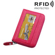 Genuine Cowhide Leather Solid Color Zipper Horizontal Card Holder Wallet RFID Blocking Card Bag Protect Case with 12 Card Slots, Size: 11.5*7.5cm(Magenta) - free shipping - PMC Jewellery - Order now!