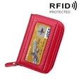 Genuine Cowhide Leather Solid Color Zipper Horizontal Card Holder Wallet RFID Blocking Card Bag Protect Case with 12 Card Slots, Size: 11.5*7.5cm(Red) - free shipping - PMC Jewellery - Order now!