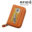 Genuine Cowhide Leather Solid Color Zipper Horizontal Card Holder Wallet RFID Blocking Card Bag Protect Case with 12 Card Slots, Size: 11.5*7.5cm(Brown) - free shipping - PMC Jewellery - Order now!