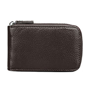 Genuine Cowhide Leather Solid Color Zipper Vertical Card Holder Wallet RFID Blocking Card Bag Protect Case with 12 Card Slots, Size: 11.5*7.5cm(Coffee)