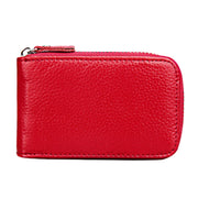 Genuine Cowhide Leather Solid Color Zipper Vertical Card Holder Wallet RFID Blocking Card Bag Protect Case with 12 Card Slots, Size: 11.5*7.5cm(Red)