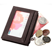 Cowhide Leather Solid Color Zipper Card Holder Wallet RFID Blocking Card Bag Protect Case Coin Purse, Size: 11*8*1.5cm(Coffee)