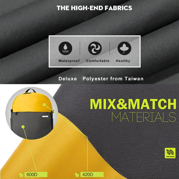 POFOKO XY Series 13.3 inch Fashion Color Matching Multi-functional Backpack Computer Bag, Size: S (Yellow)