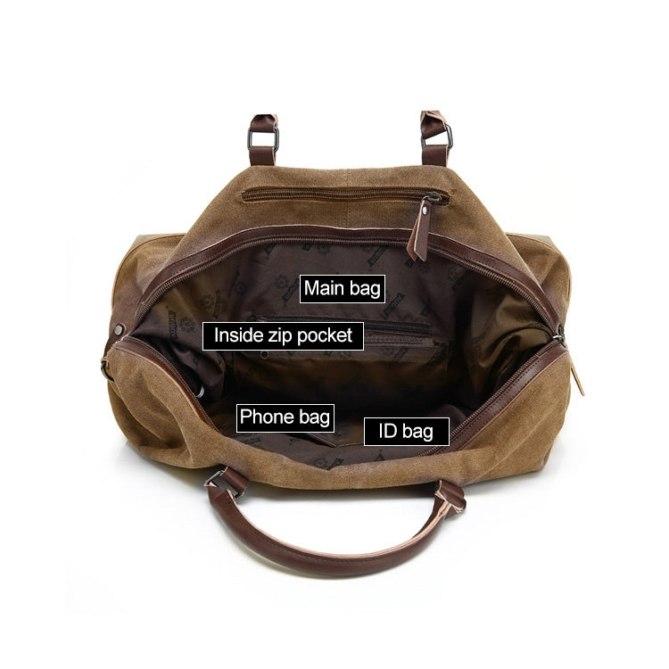 AUGUR 2012 Portable Casual Canvas Travel Handbag Baggage Shoulder Crossby Bag(Grey)