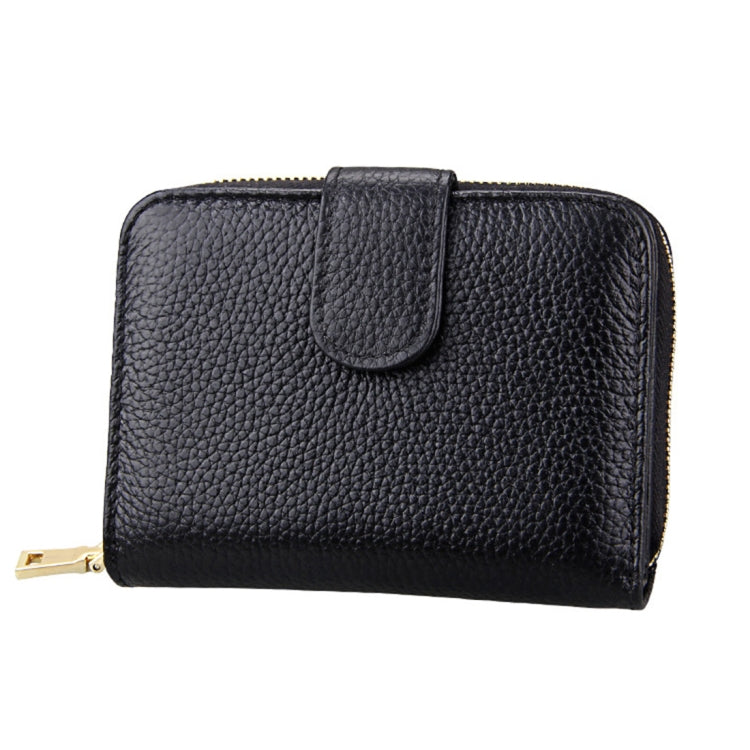 KB132 Female Style Full Grain Cow Leather Multifunctional RFID Wallet/ Card Bag/ Driving License Package(Black)