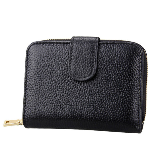 KB132 Female Style Full Grain Cow Leather Multifunctional RFID Wallet/ Card Bag/ Driving License Package(Black)