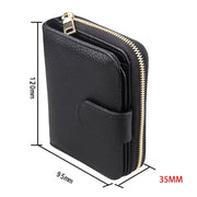 KB132 Female Style Full Grain Cow Leather Multifunctional RFID Wallet/ Card Bag/ Driving License Package(Black)