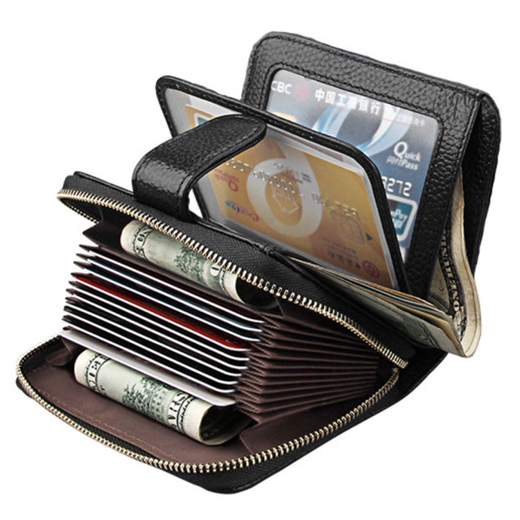 KB132 Female Style Full Grain Cow Leather Multifunctional RFID Wallet/ Card Bag/ Driving License Package(Black)