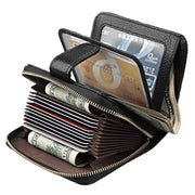 KB132 Female Style Full Grain Cow Leather Multifunctional RFID Wallet/ Card Bag/ Driving License Package(Black)