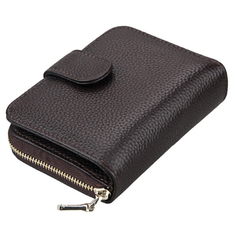 KB132 Female Style Full Grain Cow Leather Multifunctional RFID Wallet/ Card Bag/ Driving License Package(Coffee)
