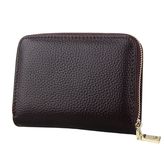 KB132 Female Style Full Grain Cow Leather Multifunctional RFID Wallet/ Card Bag/ Driving License Package(Coffee)