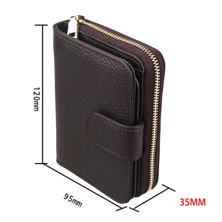 KB132 Female Style Full Grain Cow Leather Multifunctional RFID Wallet/ Card Bag/ Driving License Package(Coffee)