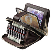KB132 Female Style Full Grain Cow Leather Multifunctional RFID Wallet/ Card Bag/ Driving License Package(Coffee)