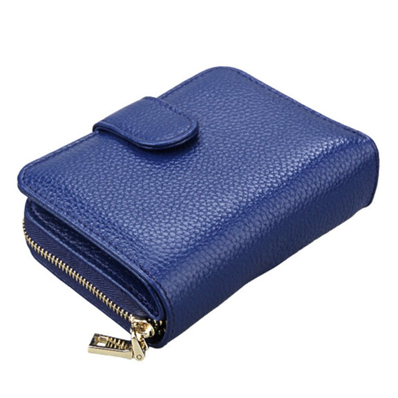 KB132 Female Style Full Grain Cow Leather Multifunctional RFID Wallet/ Card Bag/ Driving License Package(Blue)