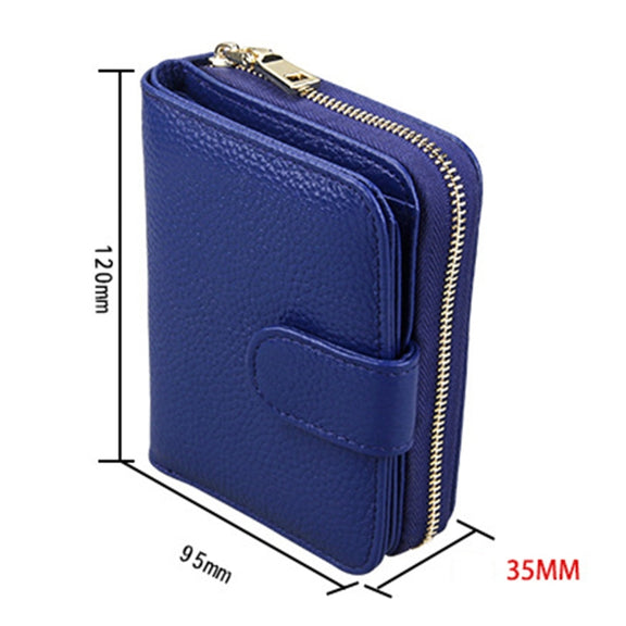 KB132 Female Style Full Grain Cow Leather Multifunctional RFID Wallet/ Card Bag/ Driving License Package(Blue)