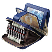 KB132 Female Style Full Grain Cow Leather Multifunctional RFID Wallet/ Card Bag/ Driving License Package(Blue)