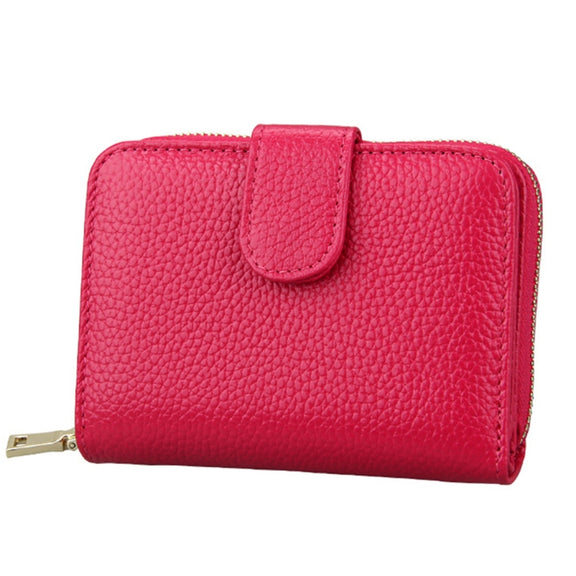 KB132 Female Style Full Grain Cow Leather Multifunctional RFID Wallet/ Card Bag/ Driving License Package(Magenta)