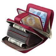 KB132 Female Style Full Grain Cow Leather Multifunctional RFID Wallet/ Card Bag/ Driving License Package(Magenta)