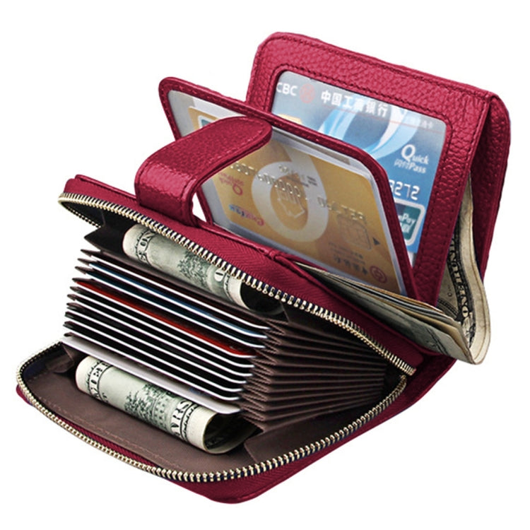 KB132 Female Style Full Grain Cow Leather Multifunctional RFID Wallet/ Card Bag/ Driving License Package(Magenta)