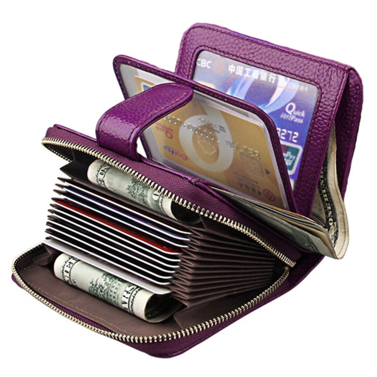 KB132 Female Style Full Grain Cow Leather Multifunctional RFID Wallet/ Card Bag/ Driving License Package(Purple)