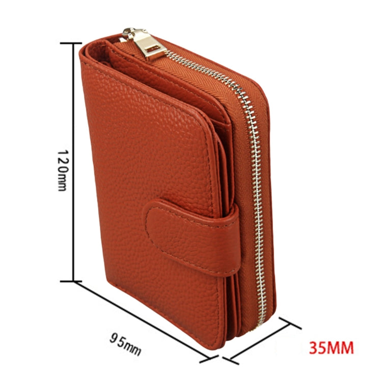 KB132 Female Style Full Grain Cow Leather Multifunctional RFID Wallet/ Card Bag/ Driving License Package(Brown)