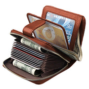 KB132 Female Style Full Grain Cow Leather Multifunctional RFID Wallet/ Card Bag/ Driving License Package(Brown)