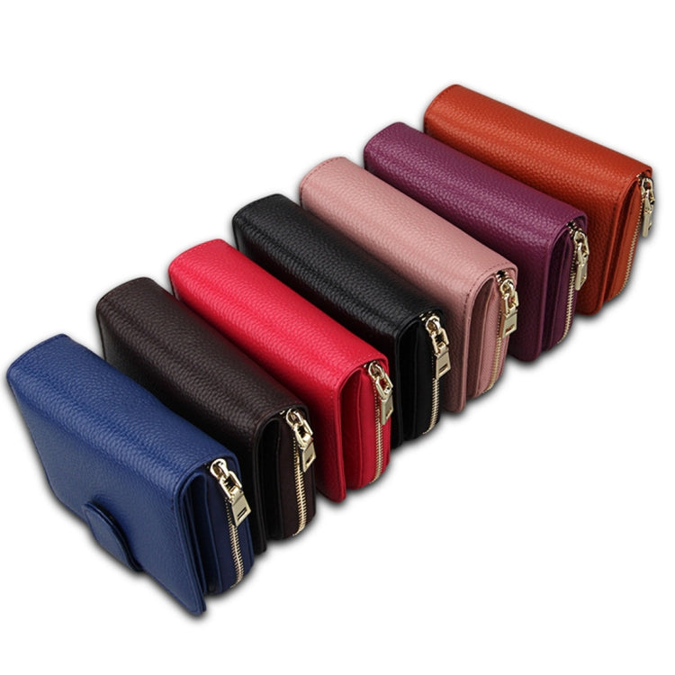 KB132 Female Style Full Grain Cow Leather Multifunctional RFID Wallet/ Card Bag/ Driving License Package(Magenta)