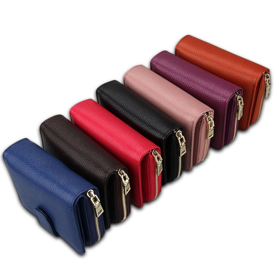 KB132 Female Style Full Grain Cow Leather Multifunctional RFID Wallet/ Card Bag/ Driving License Package(Magenta)