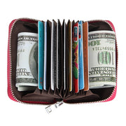 KB205 Antimagnetic RFID Litchi Texture Leather Zipper Large-capacity Card Holder Wallet(Rose Red)