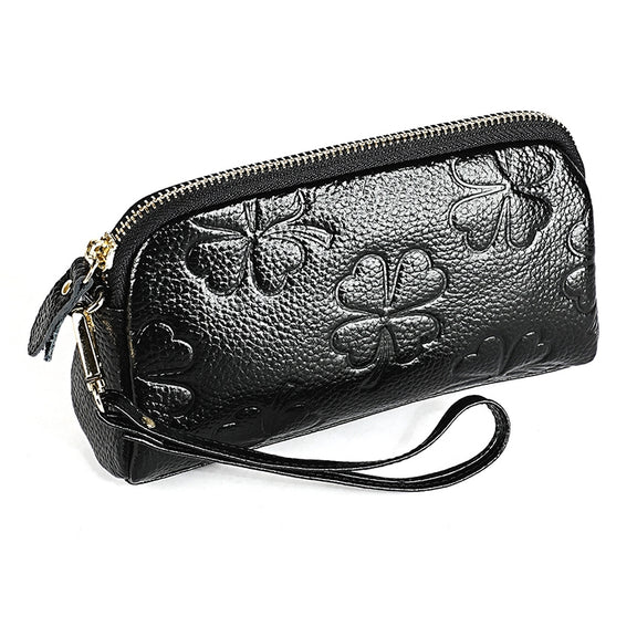 2026 Multifunctional Litchi Texture Women Large Capacity Hand Wallet Shell bag with Card Slots(Black)