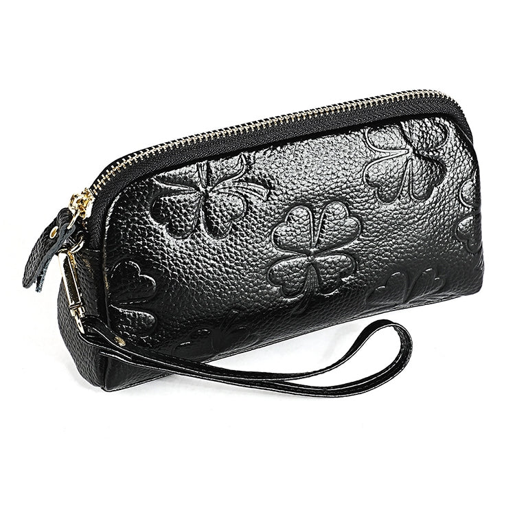 2026 Multifunctional Litchi Texture Women Large Capacity Hand Wallet Shell bag with Card Slots(Black)