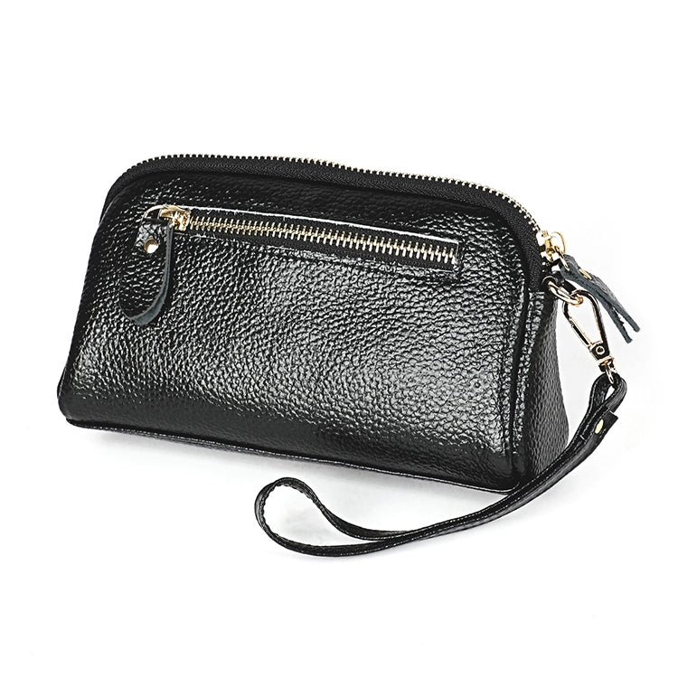 2026 Multifunctional Litchi Texture Women Large Capacity Hand Wallet Shell bag with Card Slots(Black)