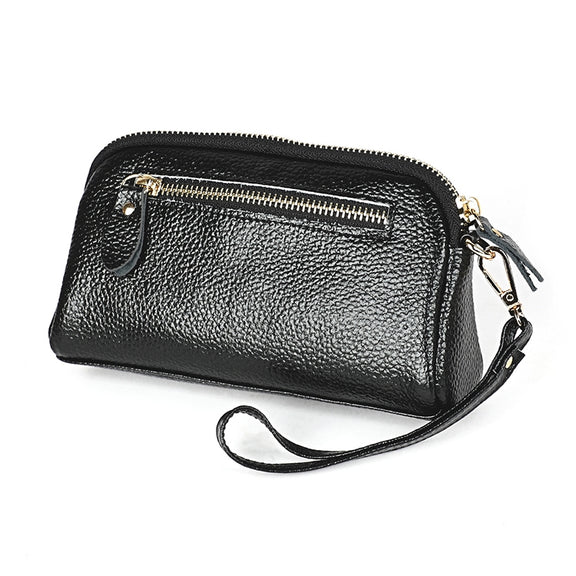 2026 Multifunctional Litchi Texture Women Large Capacity Hand Wallet Shell bag with Card Slots(Black)