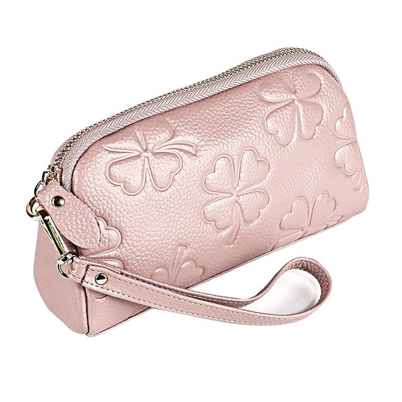 2026 Multifunctional Litchi Texture Women Large Capacity Hand Wallet Shell bag with Card Slots(Light Pink)