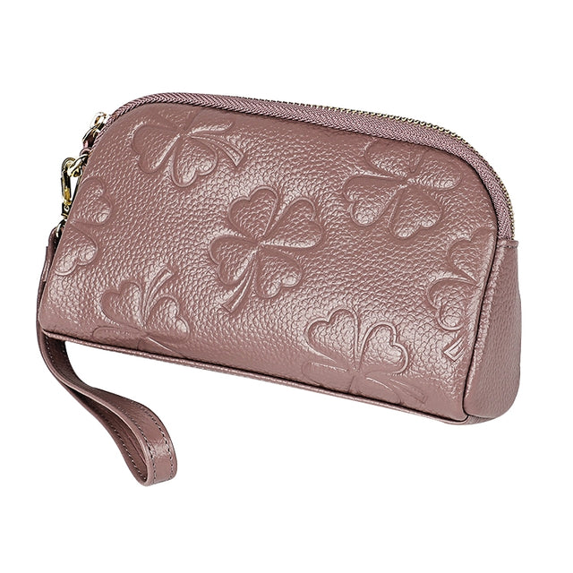 2026 Multifunctional Litchi Texture Women Large Capacity Hand Wallet Shell bag with Card Slots(Pale Pinkish Grey)